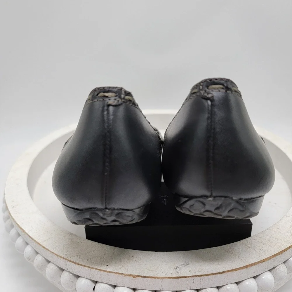 Earth Origins Shoes Womens Sz 6.5 Black Natalie2 Leather Slip-On Ballet Flats